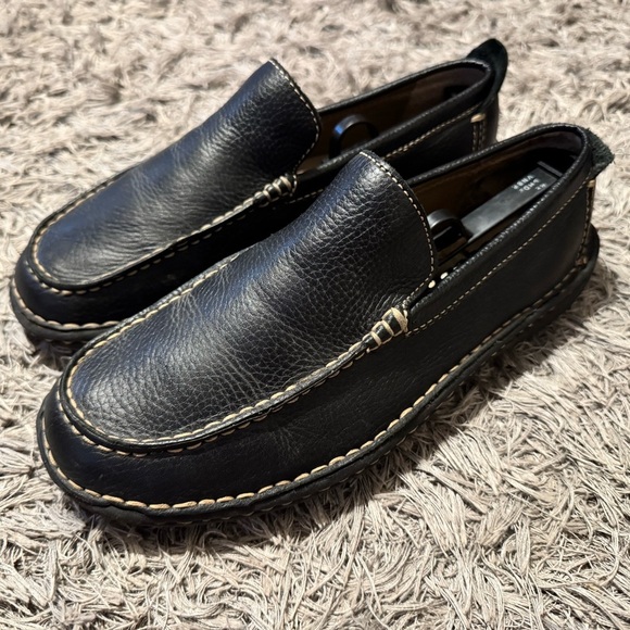 CHEROKEE BRAND LEATHER UPPER BLACK SLIP ON Mens SHOE MOCCASIN DRIVING Sz 9 - Picture 1 of 7